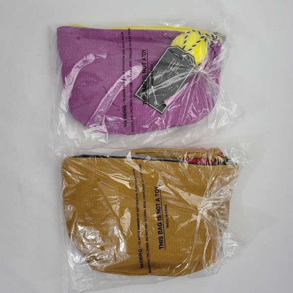 (2) Twig & Arrow Pom Pom Cosmetic Bags - Gypsy Summer Of Love - Picture 2 of 14